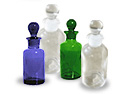 Blue, Green and Clear Apothecary Style Bottles for Essential oils and Perfumes